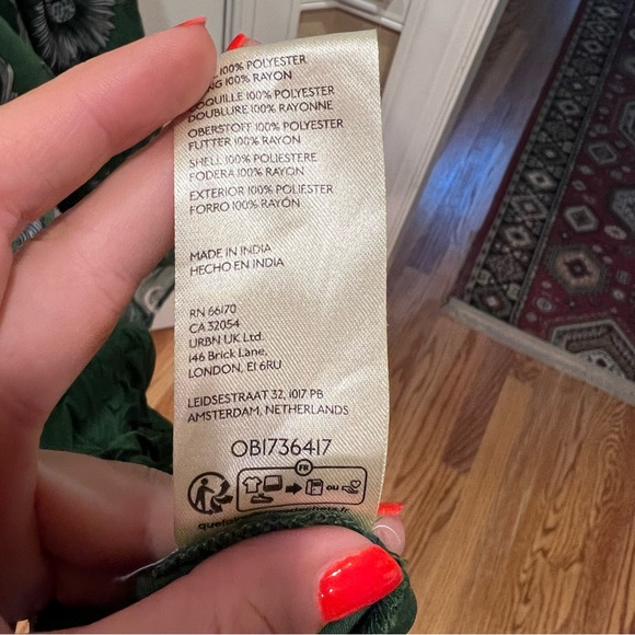 NWOT Anthropologie Penny Dress Size Medium Green Floral Dress Midi - Picture 9 of 10